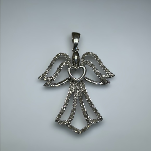 Diamond guardian angel pendant 925 silver - Picture 2 of 8